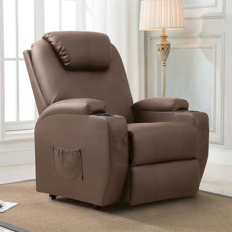 Fauteuil inclinable LACOO à levage électrique, en cuir PU, avec fonction massage