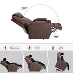 Fauteuil inclinable LACOO à levage électrique, en cuir PU, avec fonction massage