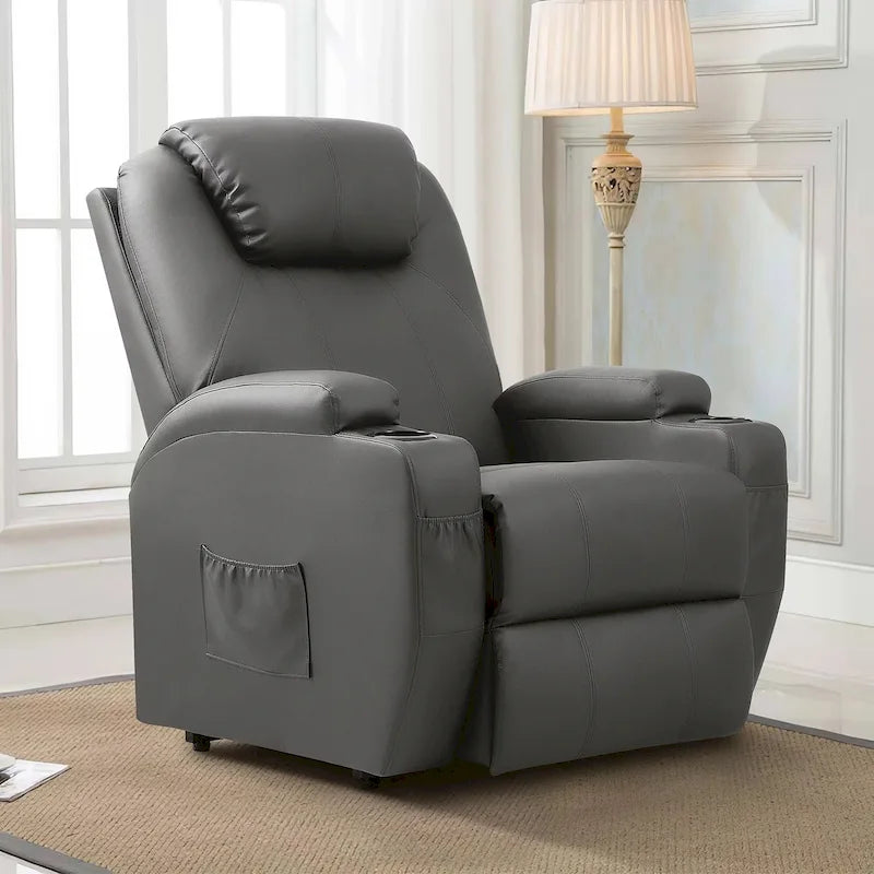 Fauteuil inclinable LACOO à levage électrique, en cuir PU, avec fonction massage