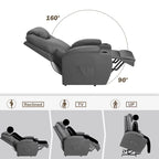 Fauteuil inclinable LACOO à levage électrique, en cuir PU, avec fonction massage