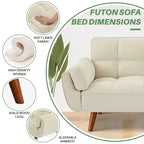 Canapé-lit futon 75,39 €, convertible et pliable, avec 2 coussins et accoudoirs, idéal pour le salon.