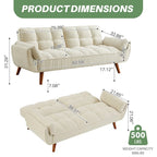 Canapé-lit futon 75,39 €, convertible et pliable, avec 2 coussins et accoudoirs, idéal pour le salon.