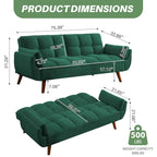 Canapé-lit futon 75,39 €, convertible et pliable, avec 2 coussins et accoudoirs, idéal pour le salon.