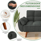 Canapé-lit futon 75,39 €, convertible et pliable, avec 2 coussins et accoudoirs, idéal pour le salon.
