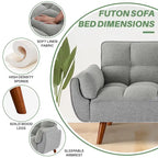 Canapé-lit futon 75,39 €, convertible et pliable, avec 2 coussins et accoudoirs, idéal pour le salon.