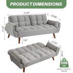 Canapé-lit futon 75,39 €, convertible et pliable, avec 2 coussins et accoudoirs, idéal pour le salon.