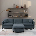 Canapé élégant 3 places en mousse avec coussins décoratifs et pouf pour salon