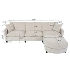 Canapé élégant 3 places en mousse avec coussins décoratifs et pouf pour salon