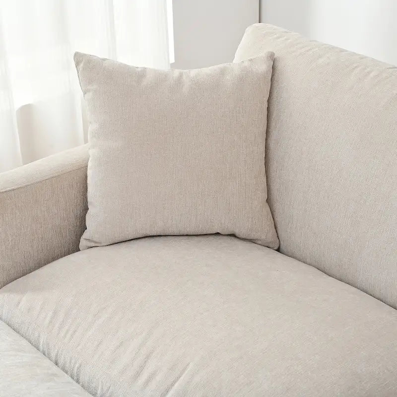 Canapé élégant 3 places en mousse avec coussins décoratifs et pouf pour salon