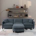 Canapé élégant 3 places en mousse avec coussins décoratifs et pouf pour salon