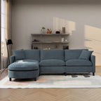 Canapé élégant 3 places en mousse avec coussins décoratifs et pouf pour salon