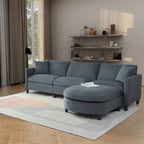 Canapé élégant 3 places en mousse avec coussins décoratifs et pouf pour salon