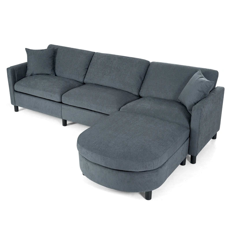 Canapé élégant 3 places en mousse avec coussins décoratifs et pouf pour salon