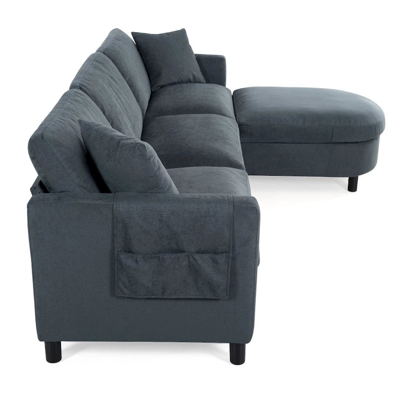 Canapé élégant 3 places en mousse avec coussins décoratifs et pouf pour salon