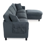 Canapé élégant 3 places en mousse avec coussins décoratifs et pouf pour salon