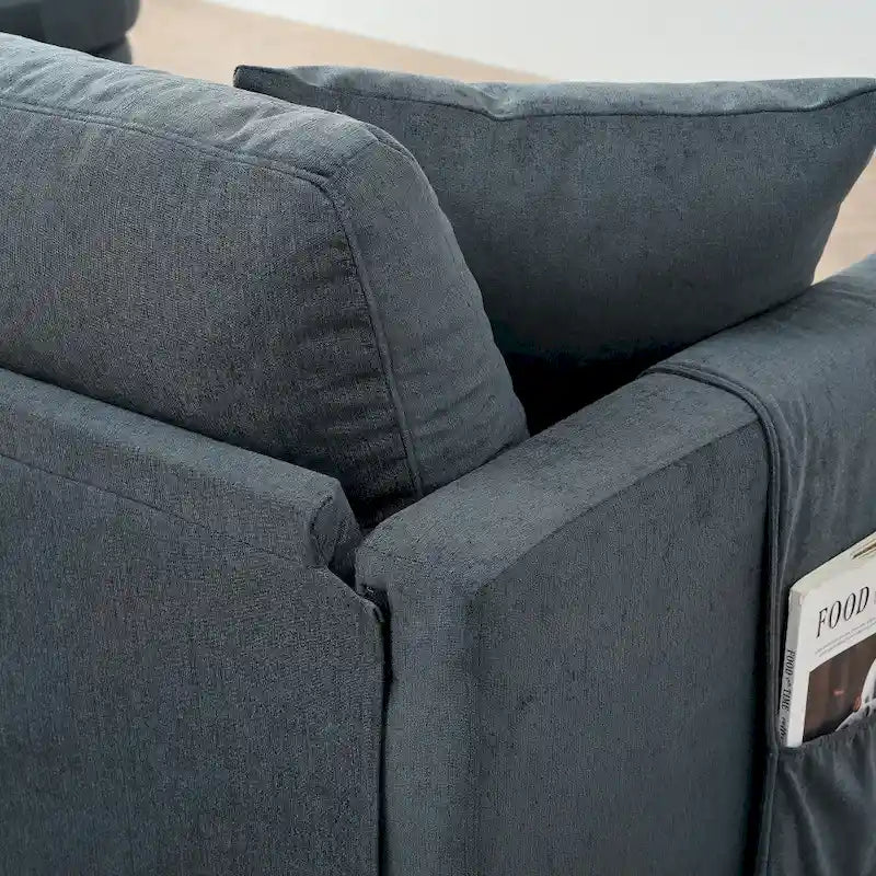 Canapé élégant 3 places en mousse avec coussins décoratifs et pouf pour salon