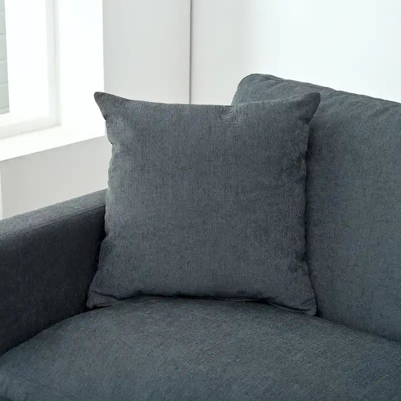 Canapé élégant 3 places en mousse avec coussins décoratifs et pouf pour salon