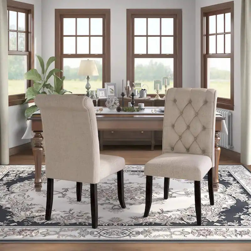 Chaises de salle à manger Sheila style ferme rustique en tissu capitonné (ensemble de 2) par Furniture of America