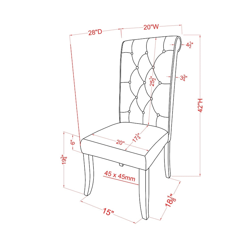 Chaises de salle à manger Sheila style ferme rustique en tissu capitonné (ensemble de 2) par Furniture of America
