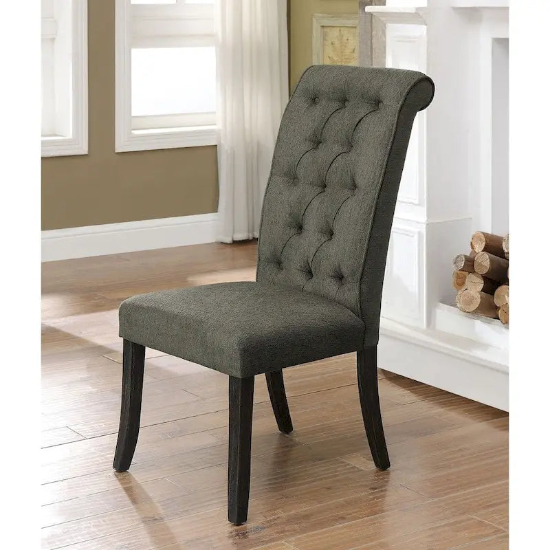 Chaises de salle à manger Sheila style ferme rustique en tissu capitonné (ensemble de 2) par Furniture of America
