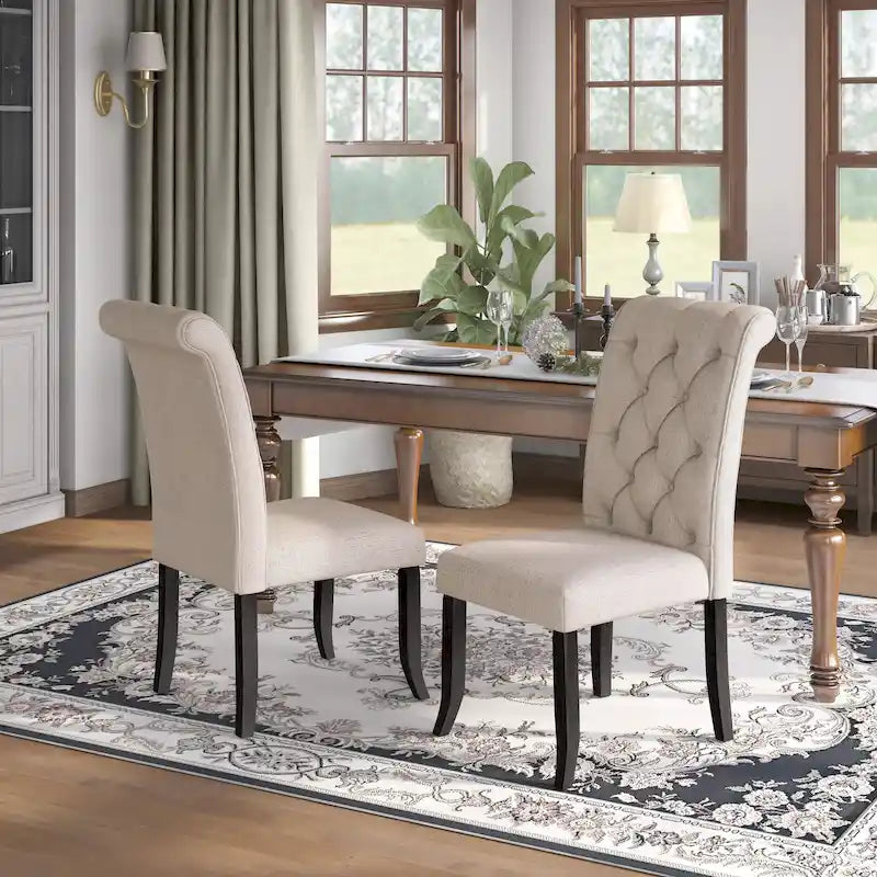 Chaises de salle à manger Sheila style ferme rustique en tissu capitonné (ensemble de 2) par Furniture of America