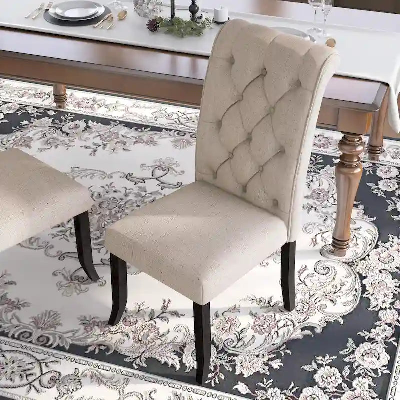 Chaises de salle à manger Sheila style ferme rustique en tissu capitonné (ensemble de 2) par Furniture of America