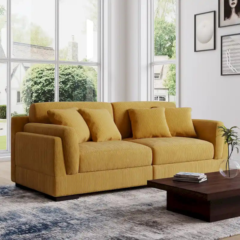 Canapé deux places 90 cm, moderne et confortable, en velours côtelé