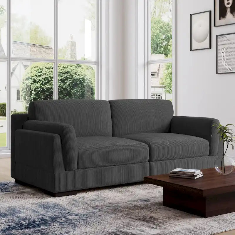 Canapé deux places 90 cm, moderne et confortable, en velours côtelé
