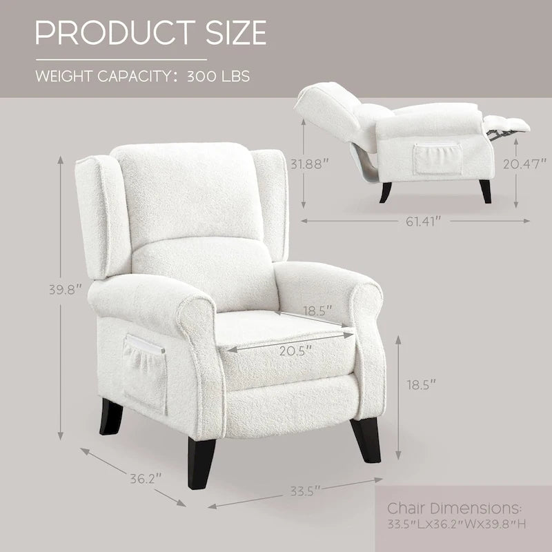 Fauteuil inclinable à dossier inclinable rembourré en polyester HOMYKA