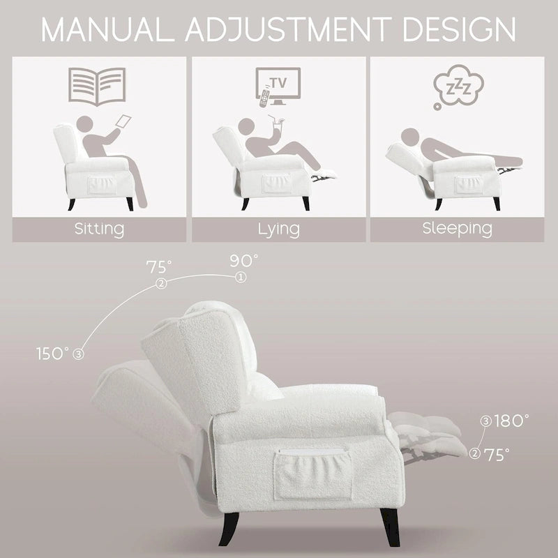 Fauteuil inclinable à dossier inclinable rembourré en polyester HOMYKA