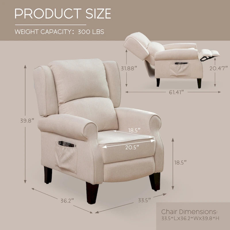 Fauteuil inclinable à dossier inclinable rembourré en polyester HOMYKA