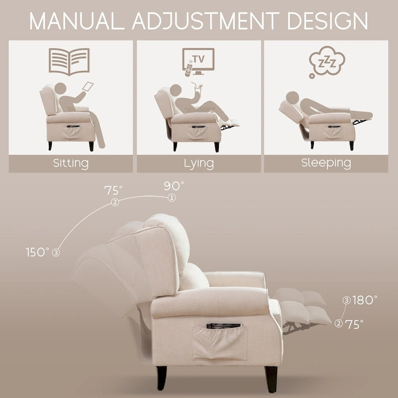 Fauteuil inclinable à dossier inclinable rembourré en polyester HOMYKA