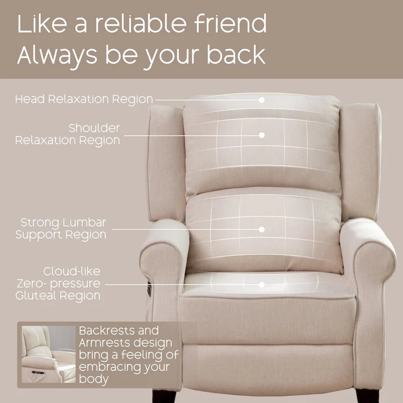 Fauteuil inclinable à dossier inclinable rembourré en polyester HOMYKA