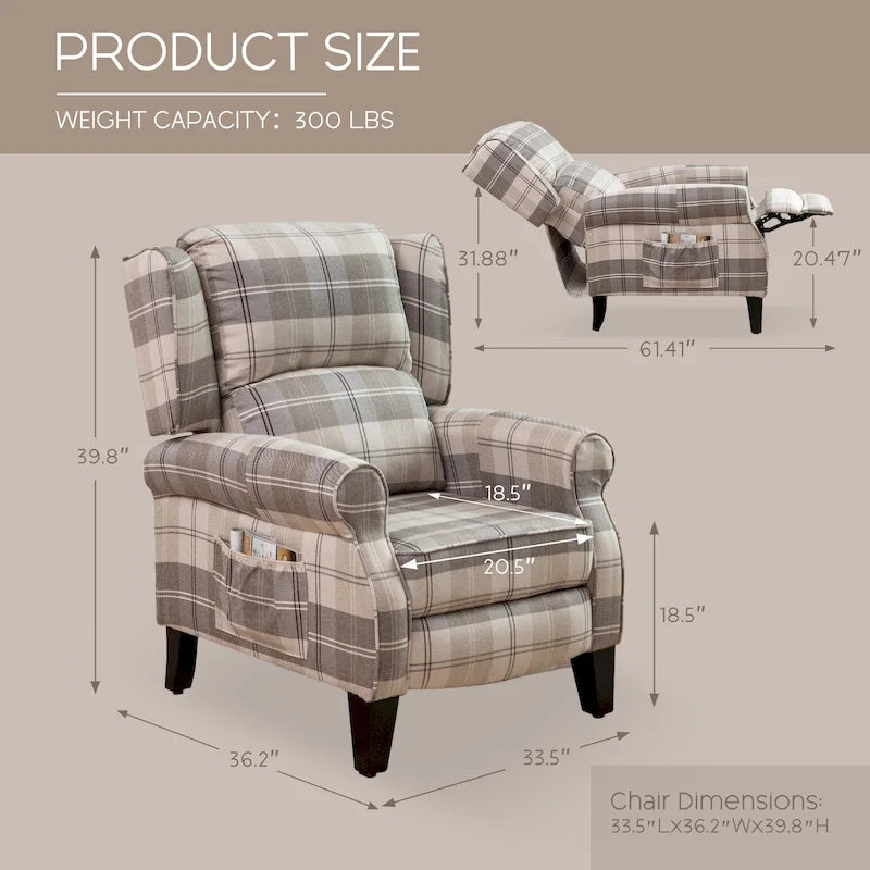Fauteuil inclinable à dossier inclinable rembourré en polyester HOMYKA