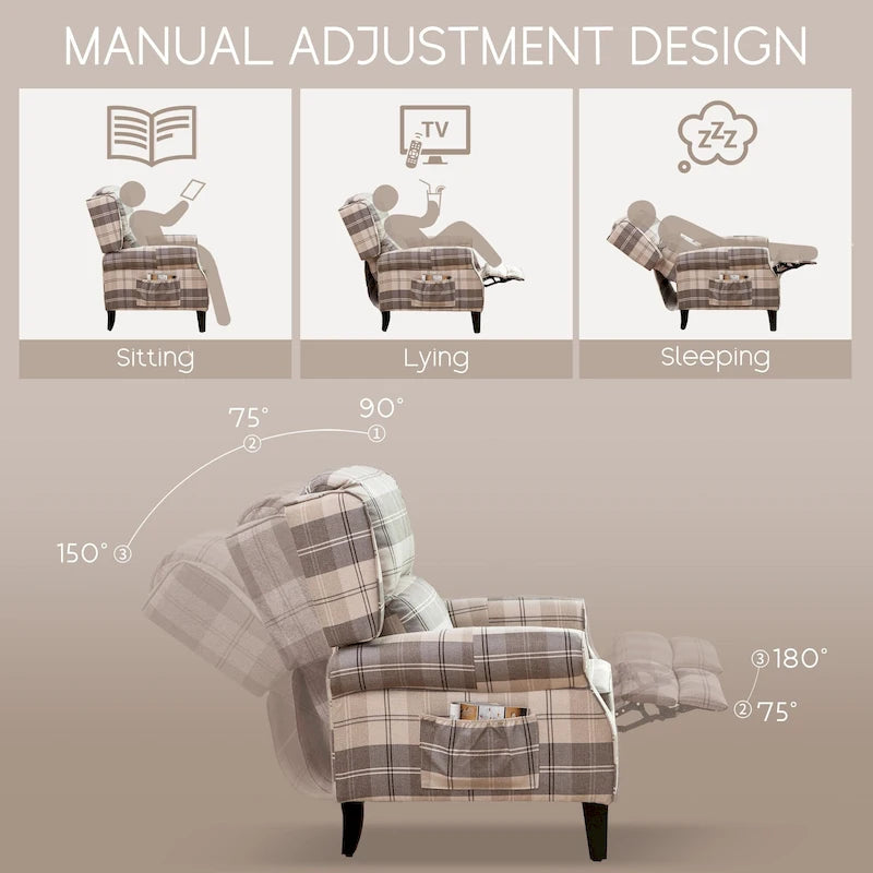 Fauteuil inclinable à dossier inclinable rembourré en polyester HOMYKA