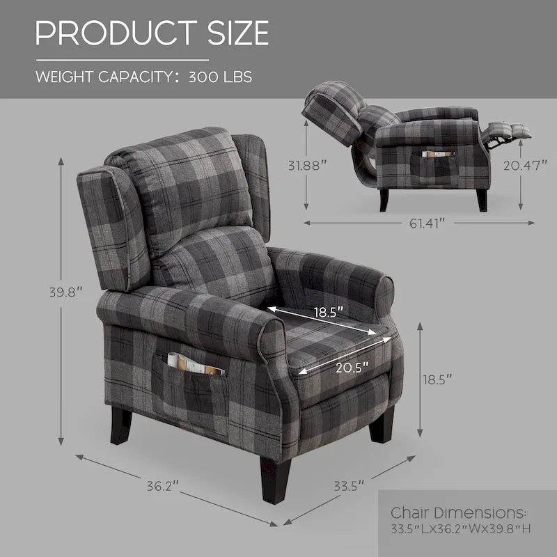 Fauteuil inclinable à dossier inclinable rembourré en polyester HOMYKA