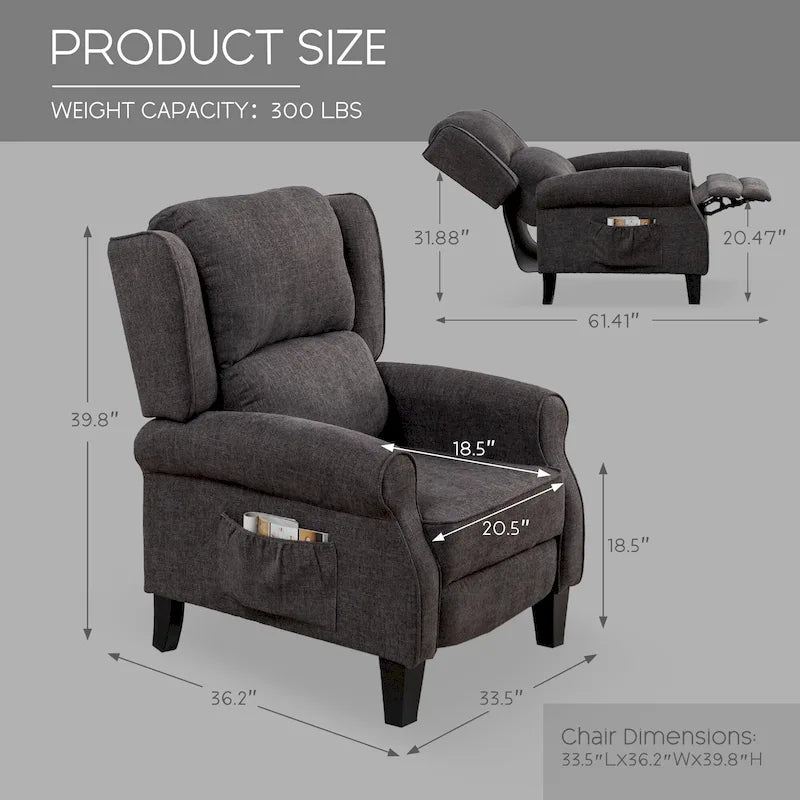 Fauteuil inclinable à dossier inclinable rembourré en polyester HOMYKA