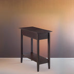 Table d'appoint en bois à plateau rabattable avec grand espace de rangement, design compact et étagère pratique