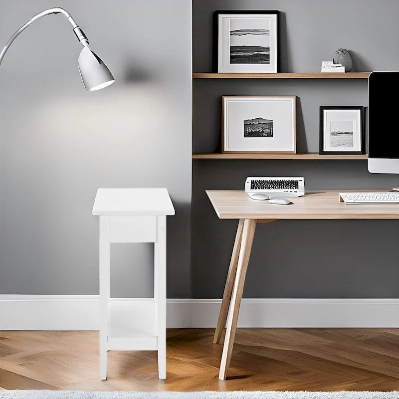 Table d'appoint en bois à plateau rabattable avec grand espace de rangement, design compact et étagère pratique