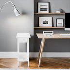 Table d'appoint en bois à plateau rabattable avec grand espace de rangement, design compact et étagère pratique