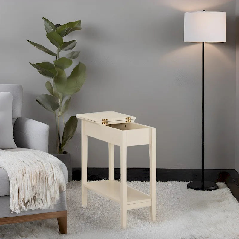 Table d'appoint en bois à plateau rabattable avec grand espace de rangement, design compact et étagère pratique