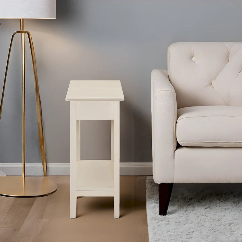 Table d'appoint en bois à plateau rabattable avec grand espace de rangement, design compact et étagère pratique