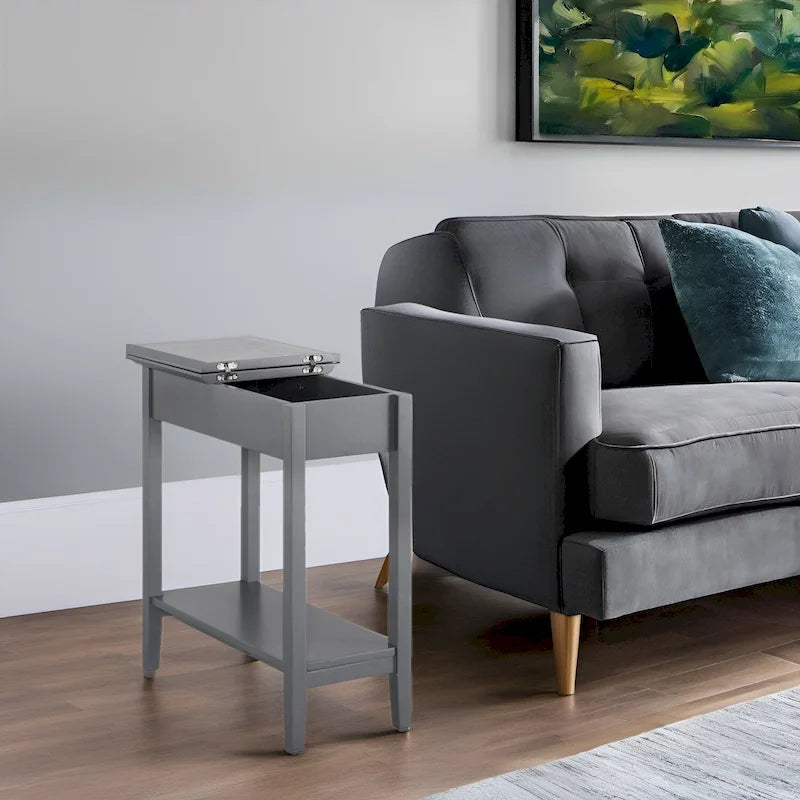 Table d'appoint en bois à plateau rabattable avec grand espace de rangement, design compact et étagère pratique