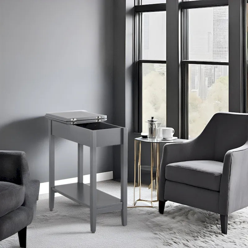 Table d'appoint en bois à plateau rabattable avec grand espace de rangement, design compact et étagère pratique