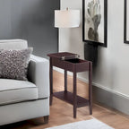 Table d'appoint en bois à plateau rabattable avec grand espace de rangement, design compact et étagère pratique