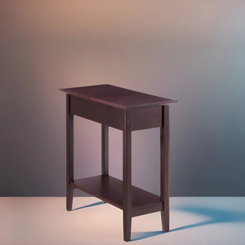 Table d'appoint en bois à plateau rabattable avec grand espace de rangement, design compact et étagère pratique