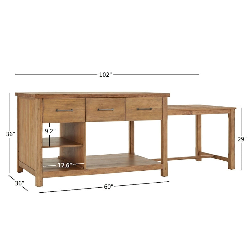 Îlot de cuisine extensible Tali effet recyclé par iNSPIRE Q Classic