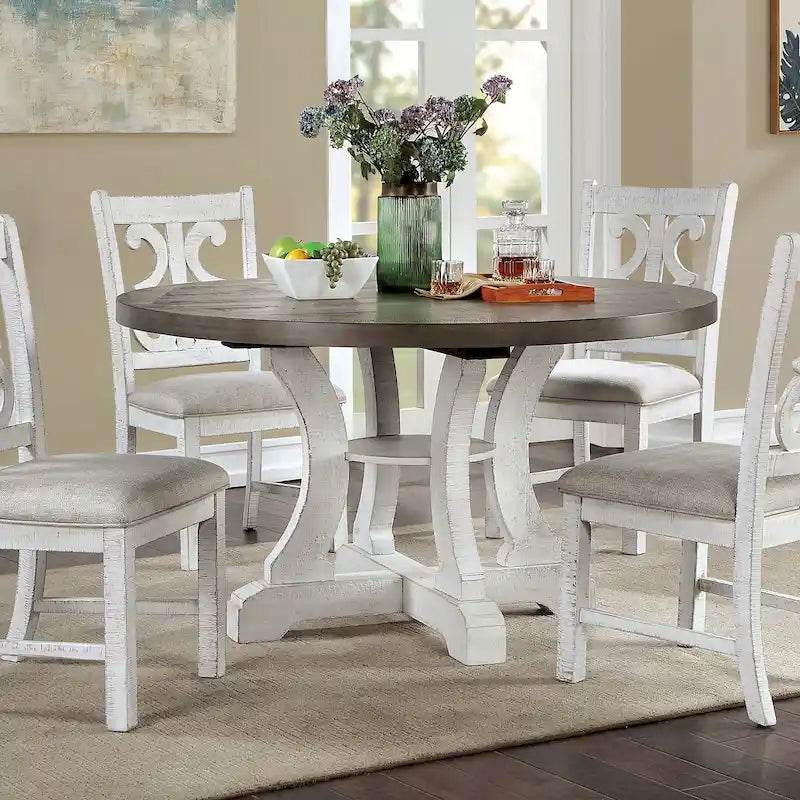 Table de salle à manger ronde en bois Sylmer Farmhouse de 54 pouces de Furniture of America