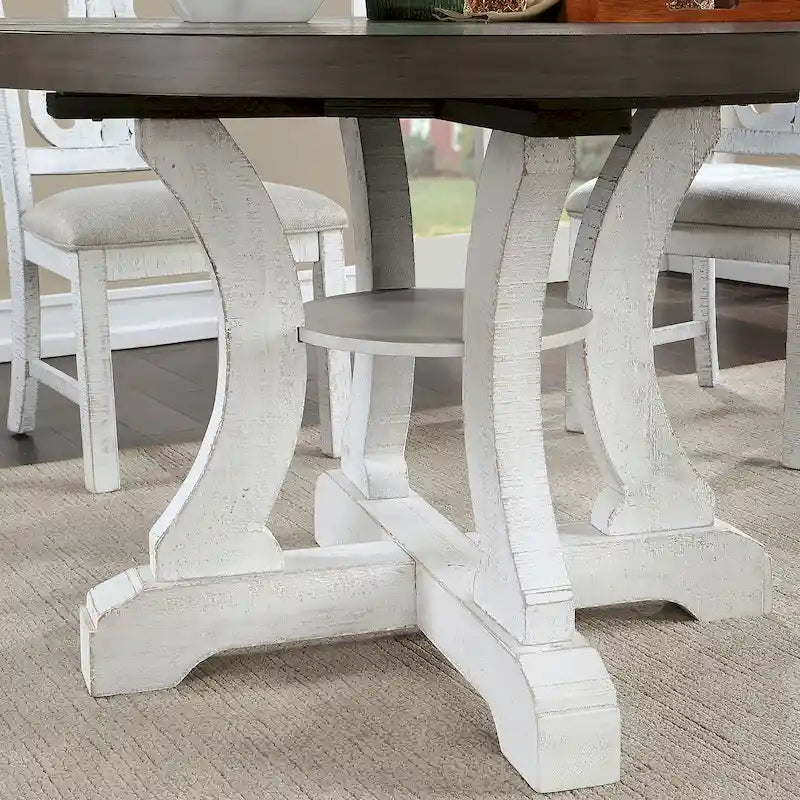 Table de salle à manger ronde en bois Sylmer Farmhouse de 54 pouces de Furniture of America