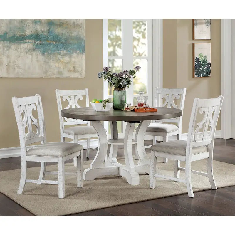 Table de salle à manger ronde en bois Sylmer Farmhouse de 54 pouces de Furniture of America